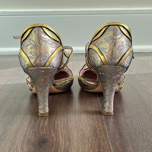 VTG PRADA Brocade Gold Heels 7 - Picture 7 of 8